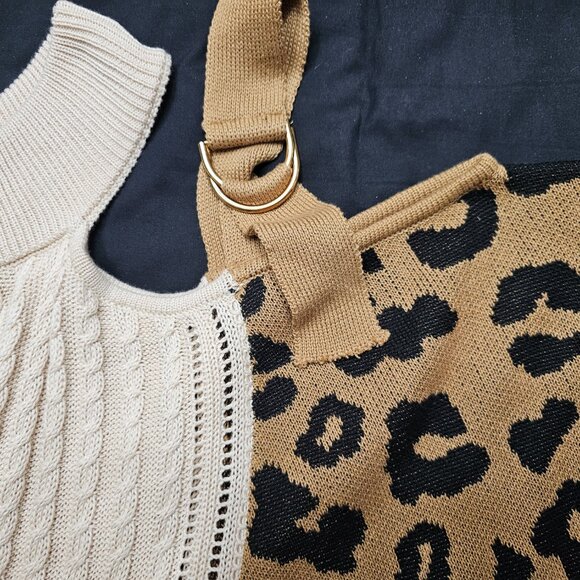 Andree By Unit Asymmetrical leopard Sweater with Buckle size l - Picture 7 of 8